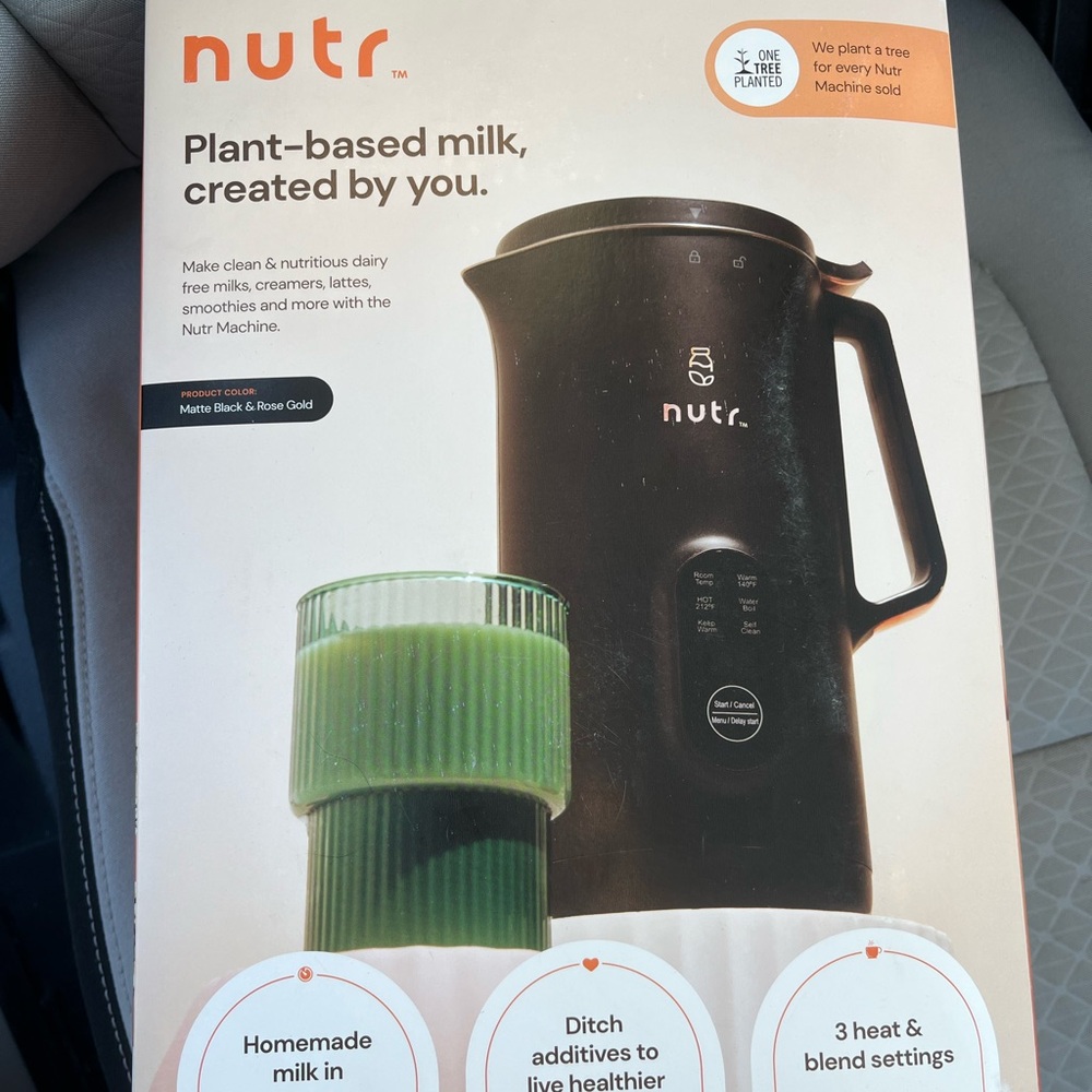 NEW nutr Black and Rose Gold Plant-Based Milk Maker